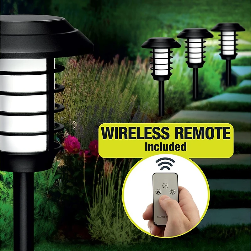 Bell + Howell Solar Powered Pathway and Garden Lights with 2 Lighting Modes and Remote Control - Set of 4