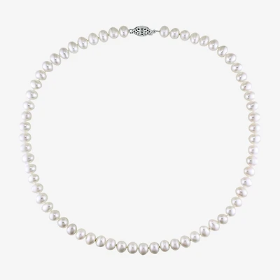 Womens White Sterling Silver 18 Inch Strand Necklace