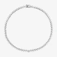 Womens Sapphire Sterling Silver 18 Inch Tennis Necklace