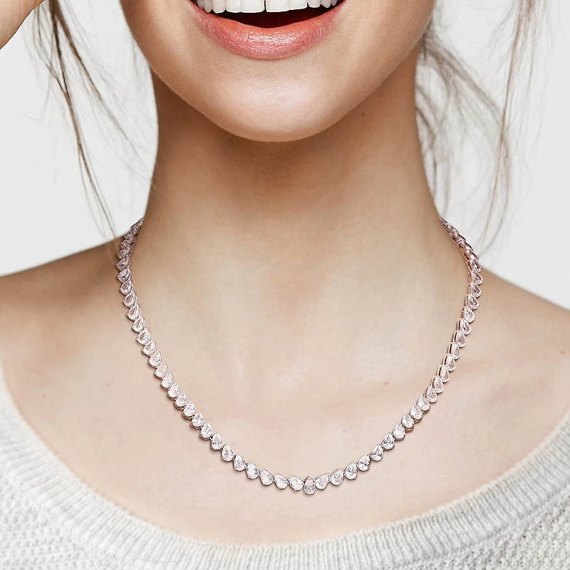 Womens Sapphire Sterling Silver 18 Inch Tennis Necklace