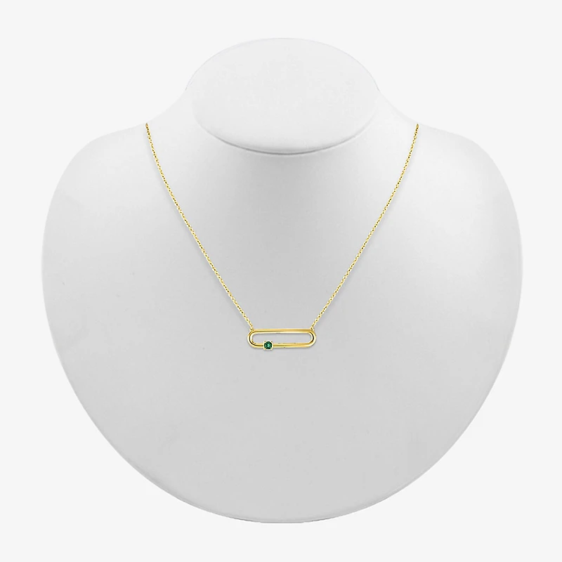 Womens Lab Created Green Emerald 14K Gold Over Silver 18 Inch Pendant Necklace