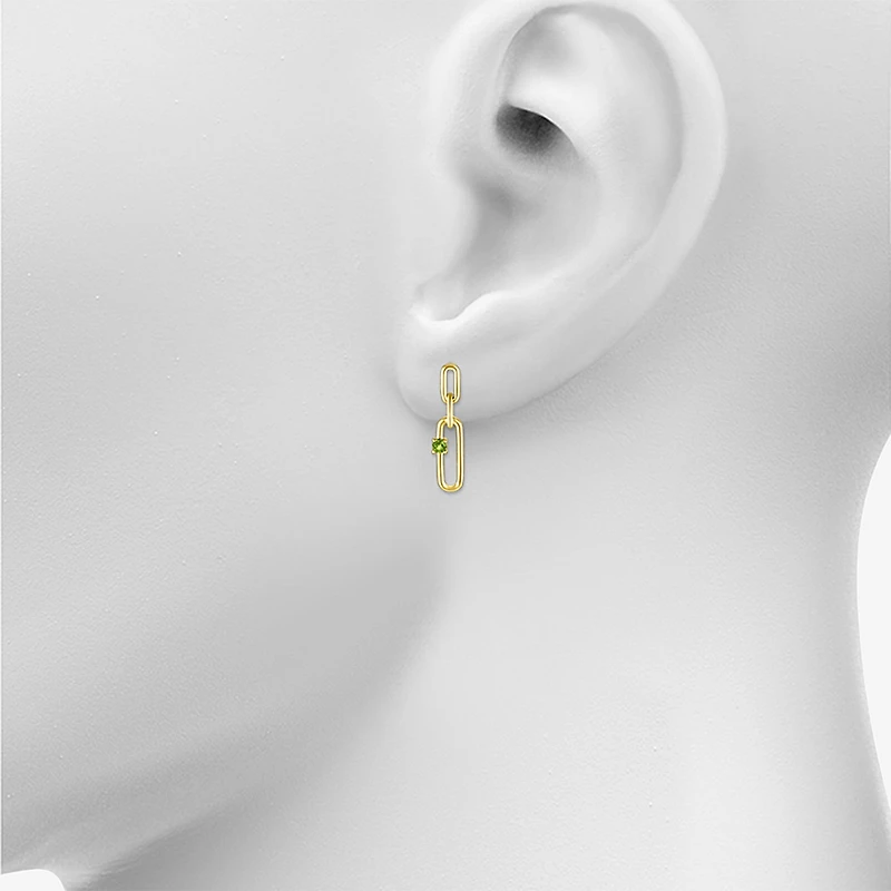 Womens Genuine Green Peridot 14K Gold Over Silver Paperclip Drop Earrings