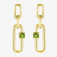 Womens Genuine Green Peridot 14K Gold Over Silver Paperclip Drop Earrings