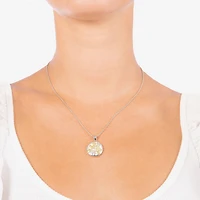 Turtle Womens White Mother Of Pearl 14K Two Tone Gold Over Silver 18 Inch Pendant Necklace