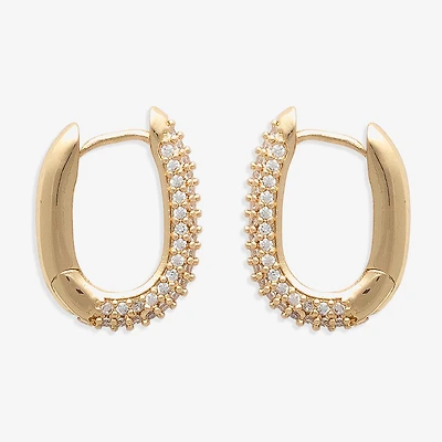 Mixit Womens Cubic Zirconia 14.2mm Hoop Earrings