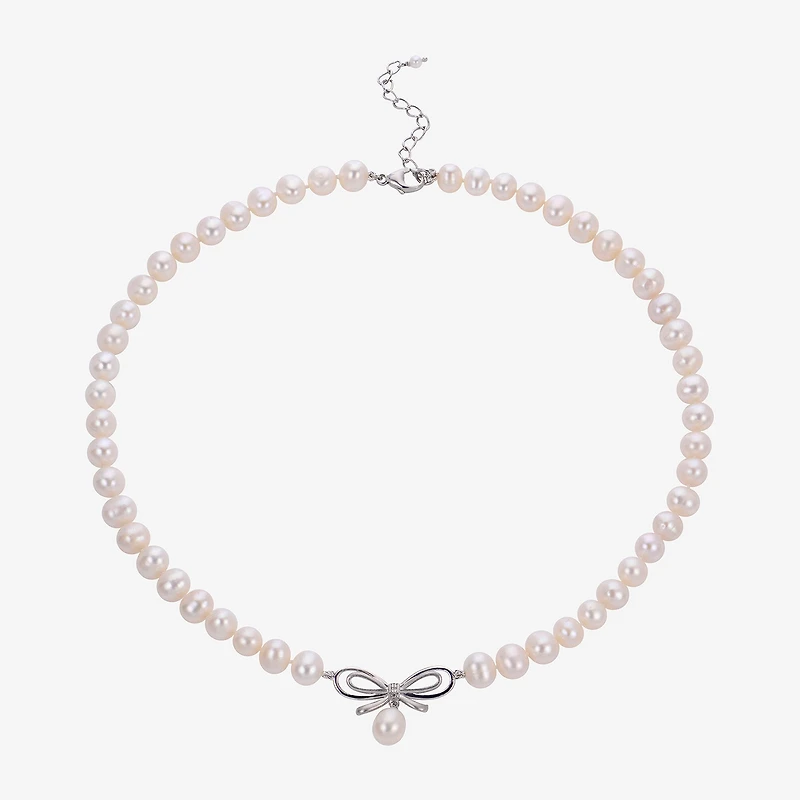 Womens White Sterling Silver Inch Strand Necklace