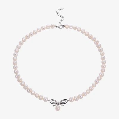 Womens White Sterling Silver Inch Strand Necklace