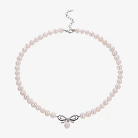 Womens White Sterling Silver Inch Strand Necklace
