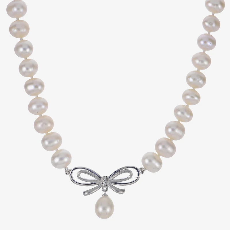 Womens White Sterling Silver Inch Strand Necklace