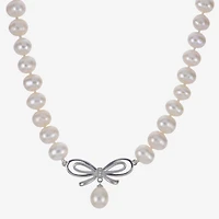 Womens White Sterling Silver Inch Strand Necklace