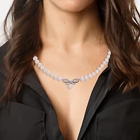 Womens White Sterling Silver Inch Strand Necklace