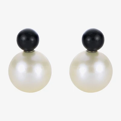 White Cultured Freshwater Pearl Sterling Silver 10mm Stud Earrings