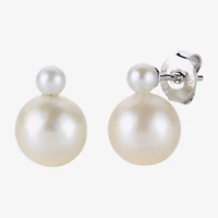 White Cultured Freshwater Pearl Sterling Silver Stud Earrings