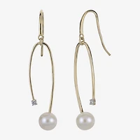 Womens White Cultured Freshwater Pearl 14K Gold 45mm Hoop Earrings