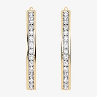 (H-I / Si2-I1) Womens 1 CT. T.W. Lab Grown White Diamond 10K Gold 28.8mm Hoop Earrings