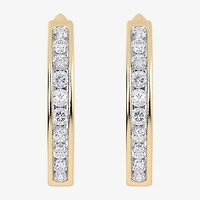 (H-I / Si2-I1) Womens 1/2 CT. T.W. Lab Grown White Diamond 10K Gold 19.8mm Hoop Earrings