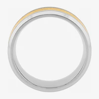 Personalized Mens Filigree Inlay Stainless Steel Wedding Band