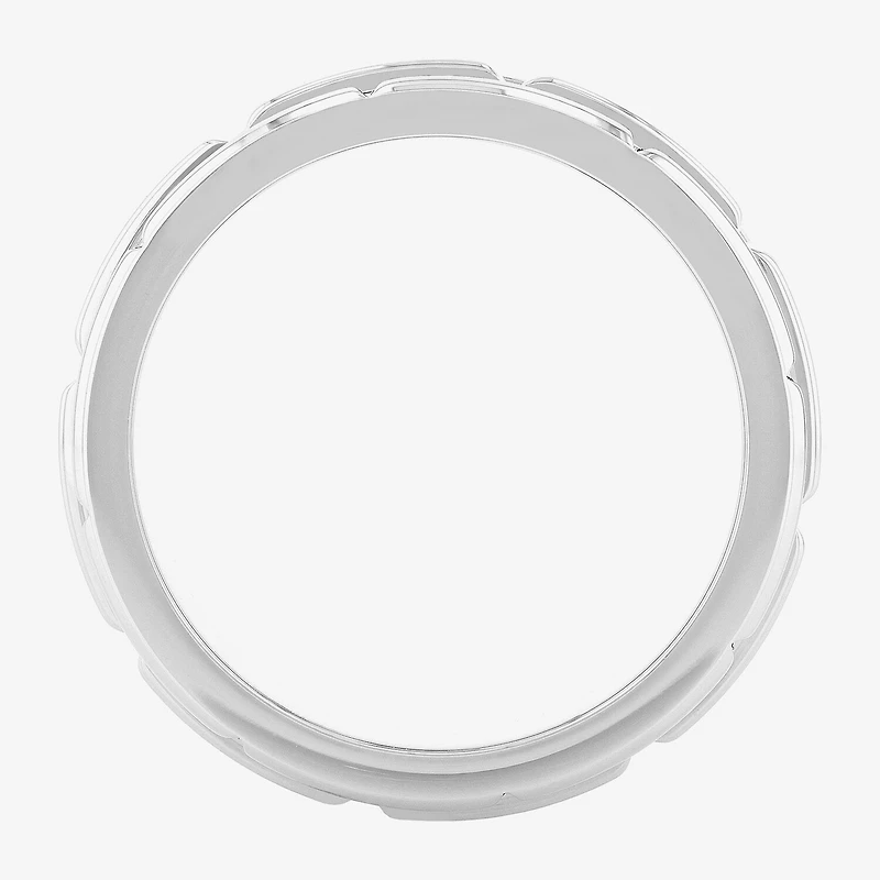 Personalized Mens 8mm Comfort Fit Stainless Steel Brick Pattern Wedding Band