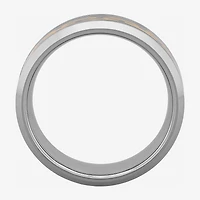 Mens 8mm Comfort Fit Chain Inlay Tungsten Wedding Band