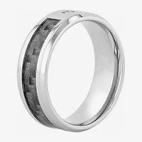 Mens Diamond-Accent Wedding Band Stainless Steel