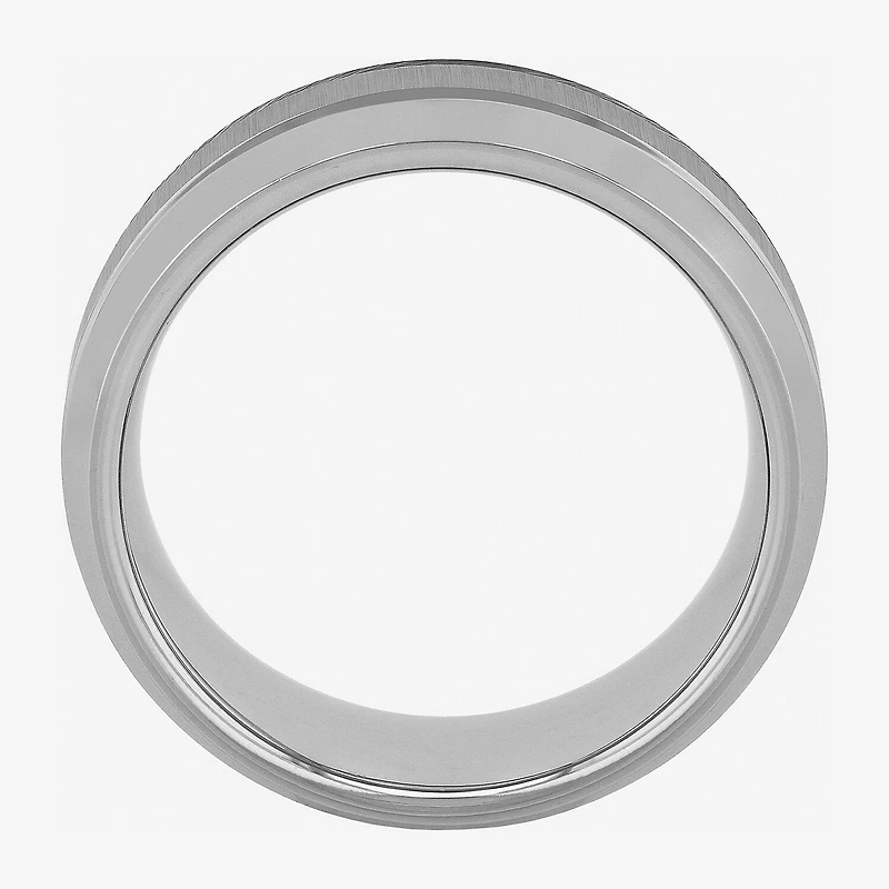 Mens 9mm Comfort Fit Tungsten Carbide Double Grooved Wedding Band