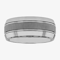 Mens 9mm Comfort Fit Tungsten Carbide Double Grooved Wedding Band