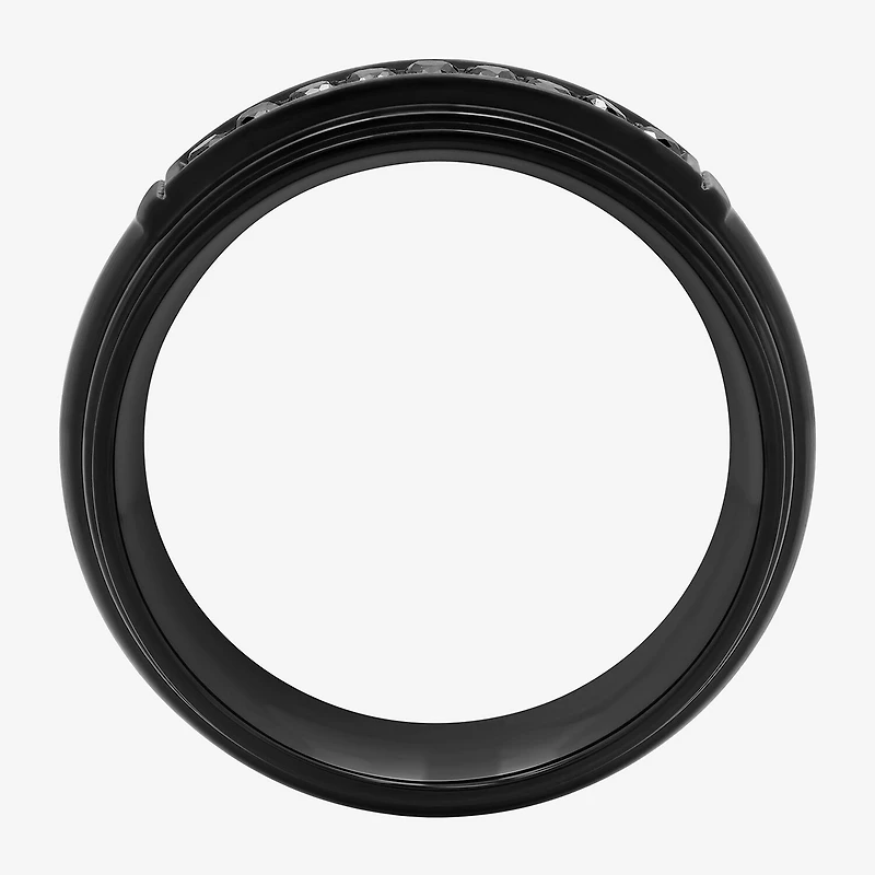 Mens 7.5MM 1/7 CT. T.W. Natural Black Diamond Stainless Steel Wedding Band