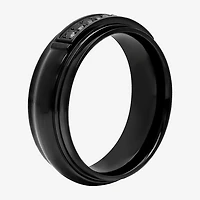 Mens 7.5MM 1/7 CT. T.W. Natural Black Diamond Stainless Steel Wedding Band