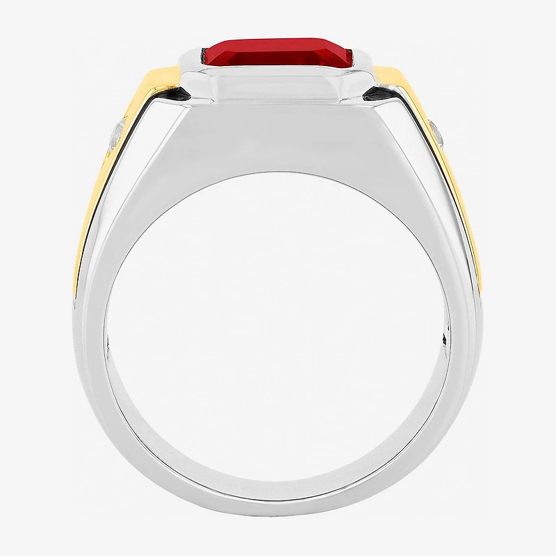 Mens Lab-Created Gemstone & White Sapphire Ring