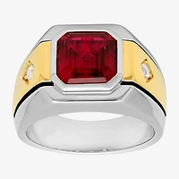 Mens Lab-Created Gemstone & White Sapphire Ring