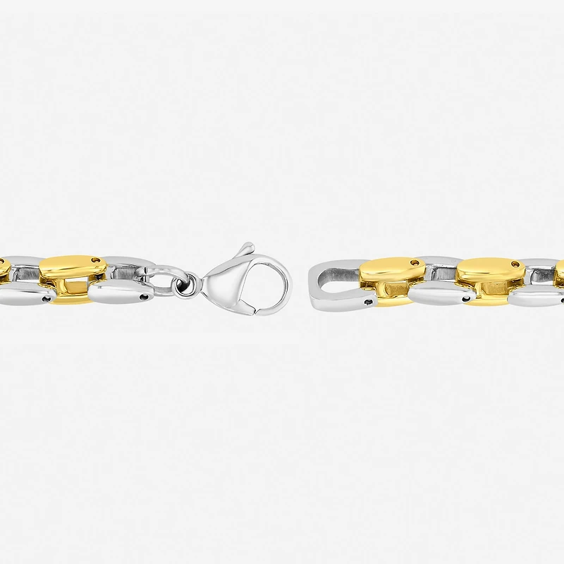Men's Square Link Bracelet in Two-Tone Steel