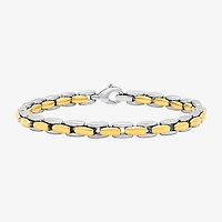Men's Square Link Bracelet in Two-Tone Steel