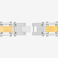 Mens 1/4 CT. T.W. Diamond Cross Two-Tone Stainless Steel Link Bracelet