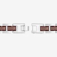 Mens Diamond-Accent Stainless Steel Brown IP ID Bracelet