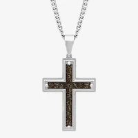 Mens Stainless Steel Cross 24 Inch Pendant Necklace