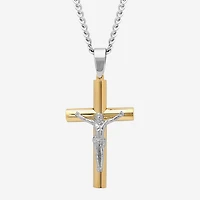 Mens Stainless Steel Crucifix Cross Pendant Necklace