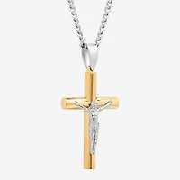 Mens Stainless Steel Crucifix Cross Pendant Necklace