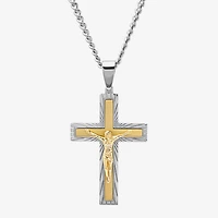 Crucifix Mens Stainless Steel Cross 24 Inch Pendant Necklace