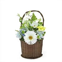 14.5'' Blue and White Mixed Flower Artificial Spring Floral Arrangement with Basket