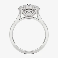 Grown Gorgeous (F, Vs2) Womens 1 1/2 CT. T.W. Lab White Diamond 14K Gold Round Halo Cocktail Ring