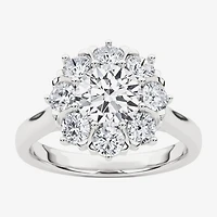 Grown Gorgeous (F, Vs2) Womens 1 1/2 CT. T.W. Lab White Diamond 14K Gold Round Halo Cocktail Ring