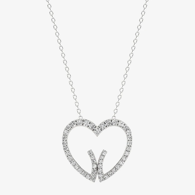 Grown Gorgeous (F, Vs2) Womens 1/2 CT. T.W. Lab White Diamond 14K Gold Heart 18 Inch Pendant Necklace