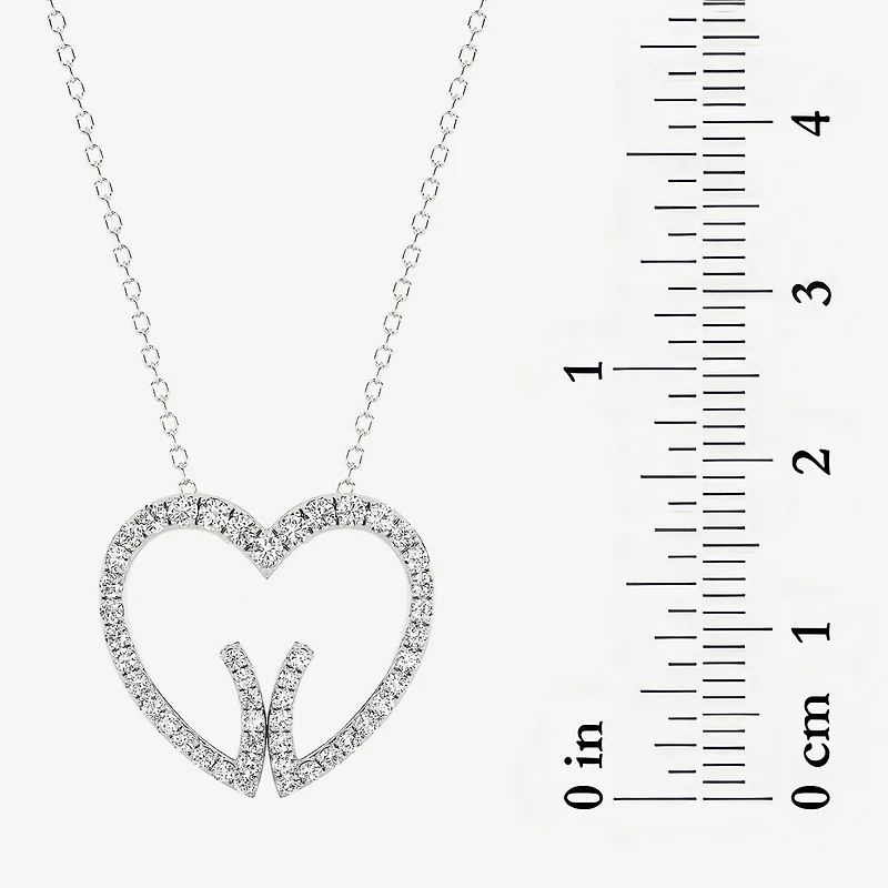 Grown Gorgeous (F, Vs2) Womens 1/2 CT. T.W. Lab White Diamond 14K Gold Heart 18 Inch Pendant Necklace