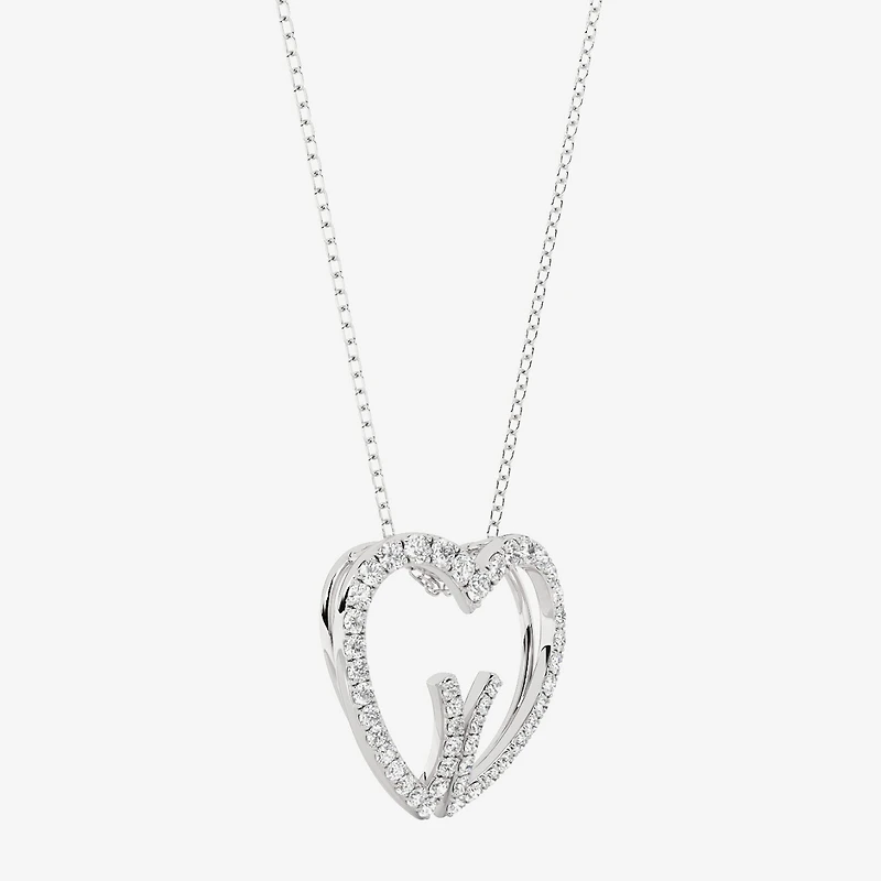 Grown Gorgeous (F, Vs2) Womens 1/2 CT. T.W. Lab White Diamond 14K Gold Heart 18 Inch Pendant Necklace