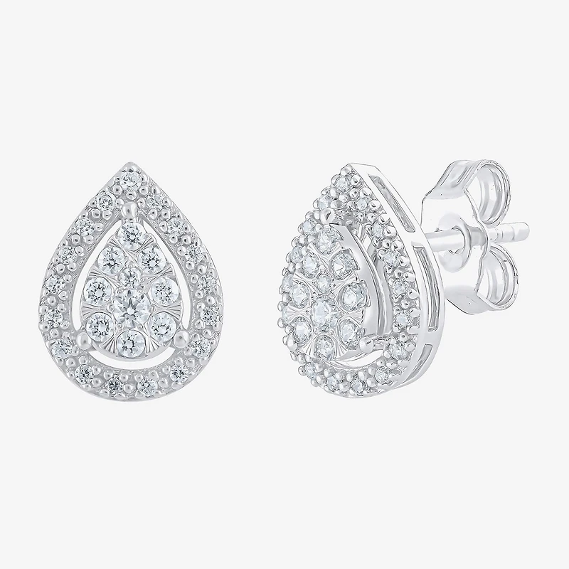 Diamond Blossom (G, Si2) 1/4 CT. T.W. Lab Grown White Diamond 10K Gold 10.1mm Pear Stud Earrings