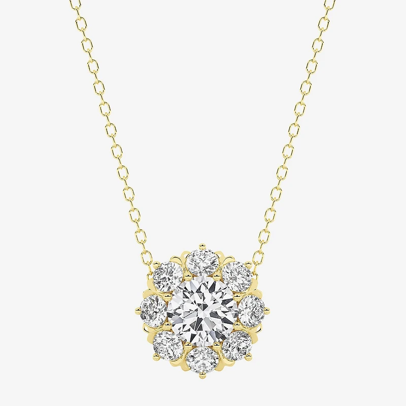 Grown Gorgeous (F,Vs2) Womens 1 1/2 CT. T.W. Lab Grown White Diamond 14K Gold Round 18 Inch Pendant Necklace