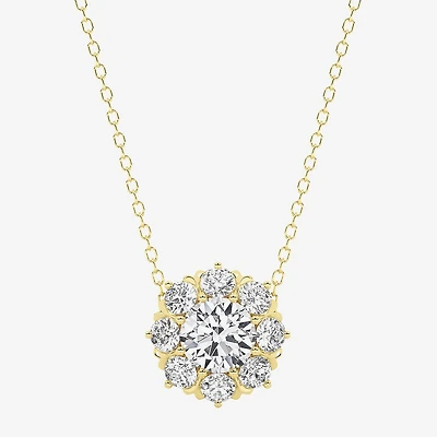 Grown Gorgeous (F,Vs2) Womens 1 1/2 CT. T.W. Lab Grown White Diamond 14K Gold Round 18 Inch Pendant Necklace