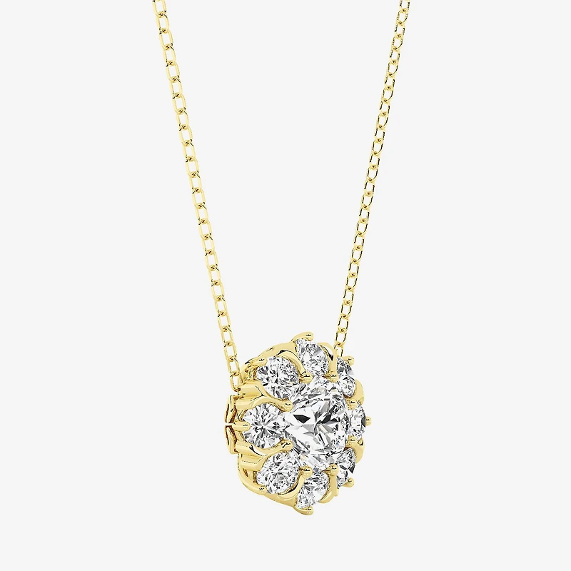 Grown Gorgeous (F,Vs2) Womens 1 1/2 CT. T.W. Lab Grown White Diamond 14K Gold Round 18 Inch Pendant Necklace