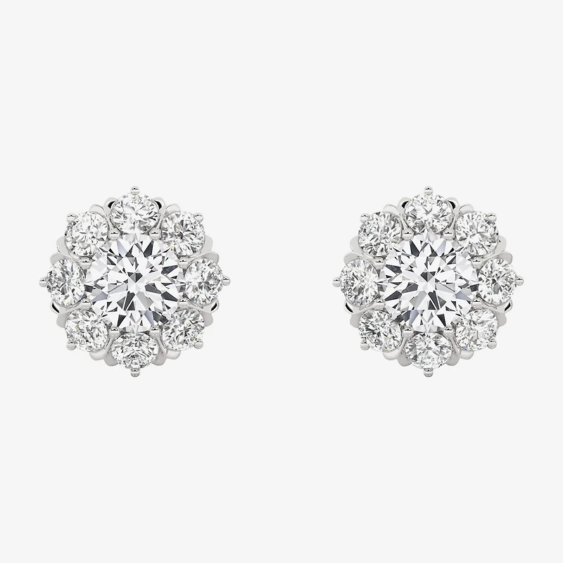 Grown Gorgeous (F,Vs2) 2 1/10 CT. T.W. Lab White Diamond 14K Gold 10.2mm Round Stud Earrings