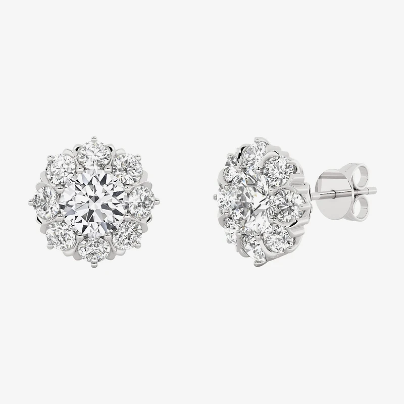 Grown Gorgeous (F,Vs2) 2 1/10 CT. T.W. Lab White Diamond 14K Gold 10.2mm Round Stud Earrings